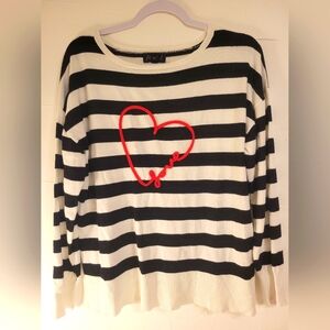 MARLED STRIPED LOVE HEART SWEATER Sz L